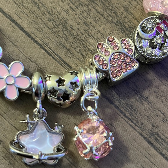 Pandora Moments Snake Chain Bracelet 18CM+Charm Pandora+9 Charms Sterling Silver - Picture 10 of 11